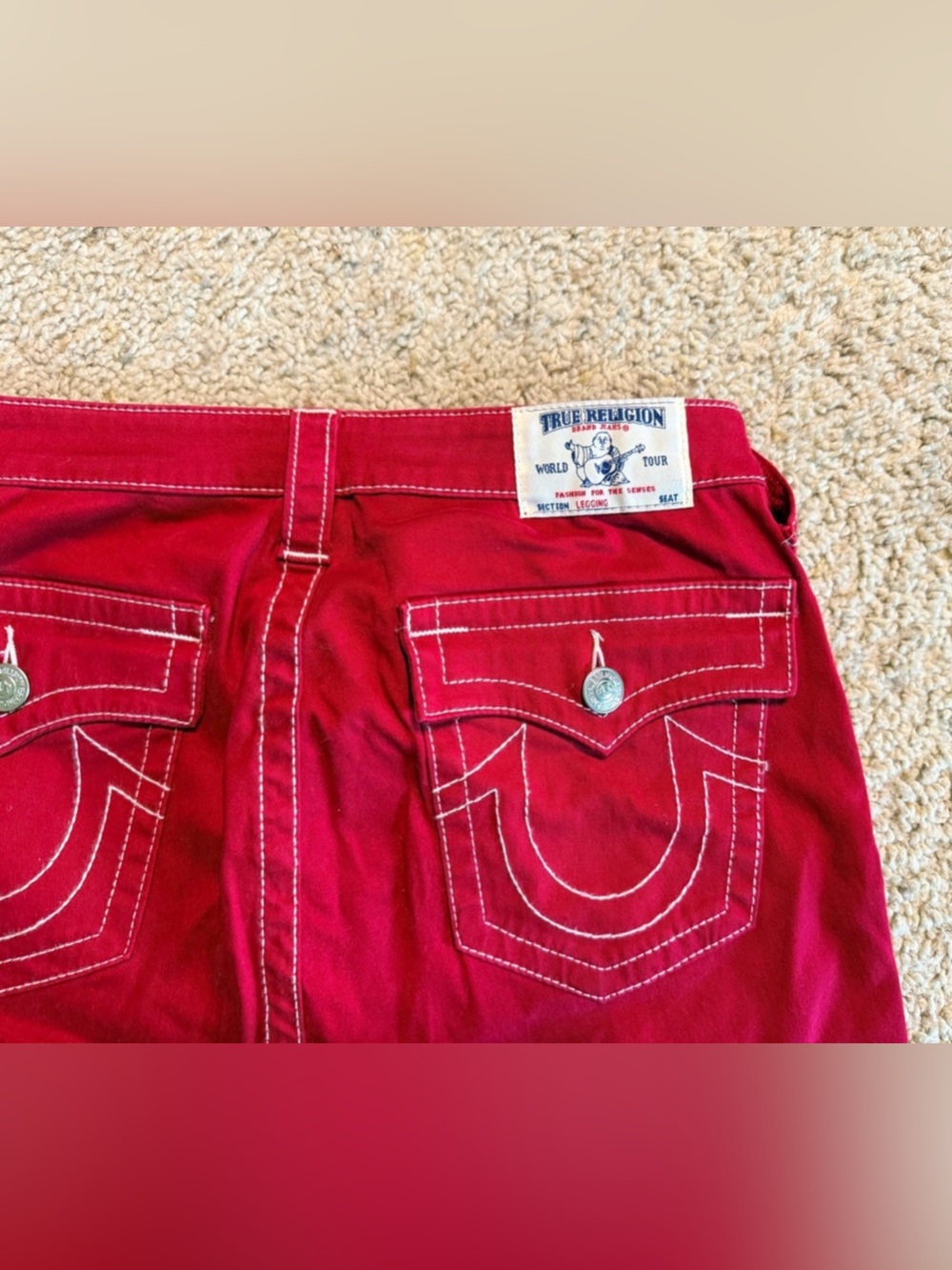 Vintage True Religion Red Skinny Jeans Women’s Size 32 Y2K Low Rise